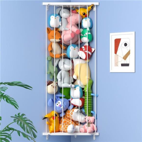 Corner Stuffed Animal Storage Organizer - Kids Stuffed Animal Holder with length - Picture 1 of 7